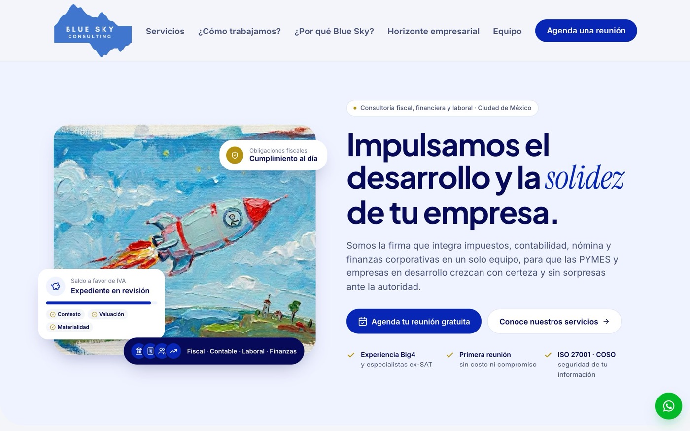 Sitio de Blue Sky Consulting · portada